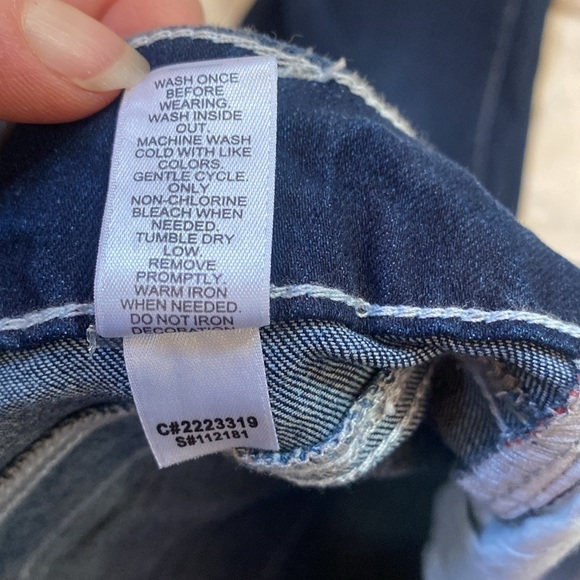 NWT Curvy Denim bootcut jeans w/red & black check & “diamond” accents - Picture 9 of 10